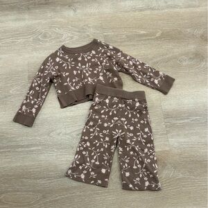 Modern Moments Brown and Pink Floral Knit Set 2T